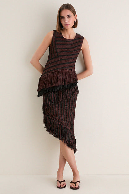 Chocolate Brown and Black Beja Crochet Top
