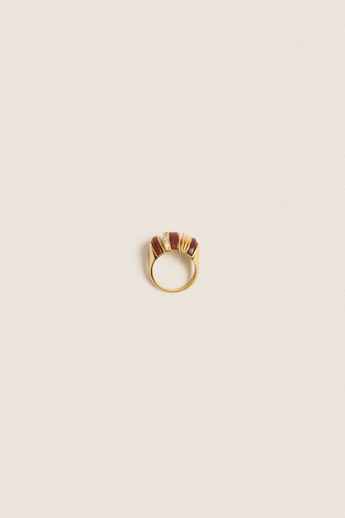 Carnelian and Gold Bordeaux Ring