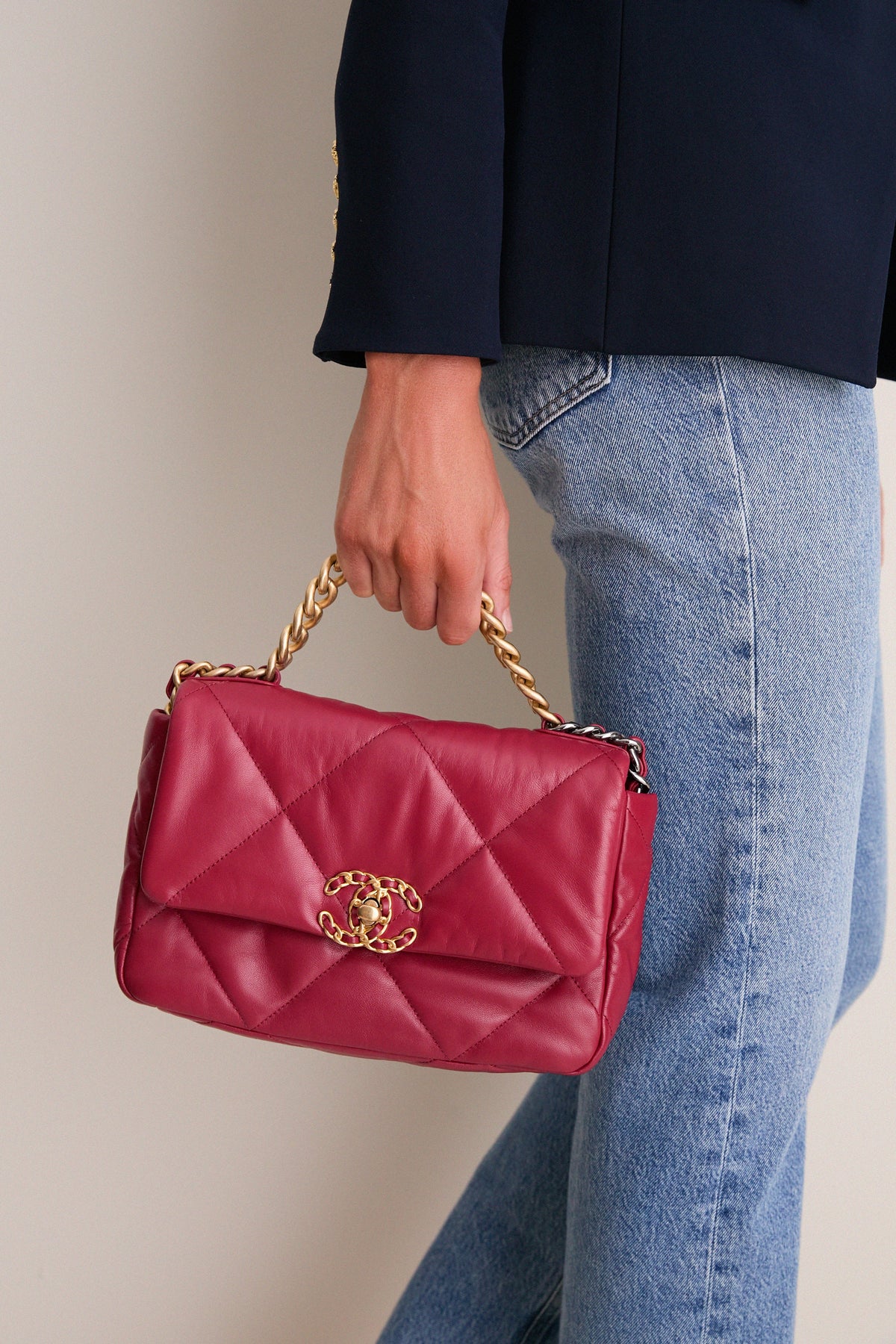 CHANEL Red 19 Chain Shoulder Bag