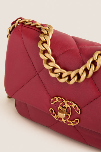 CHANEL Red 19 Chain Shoulder Bag