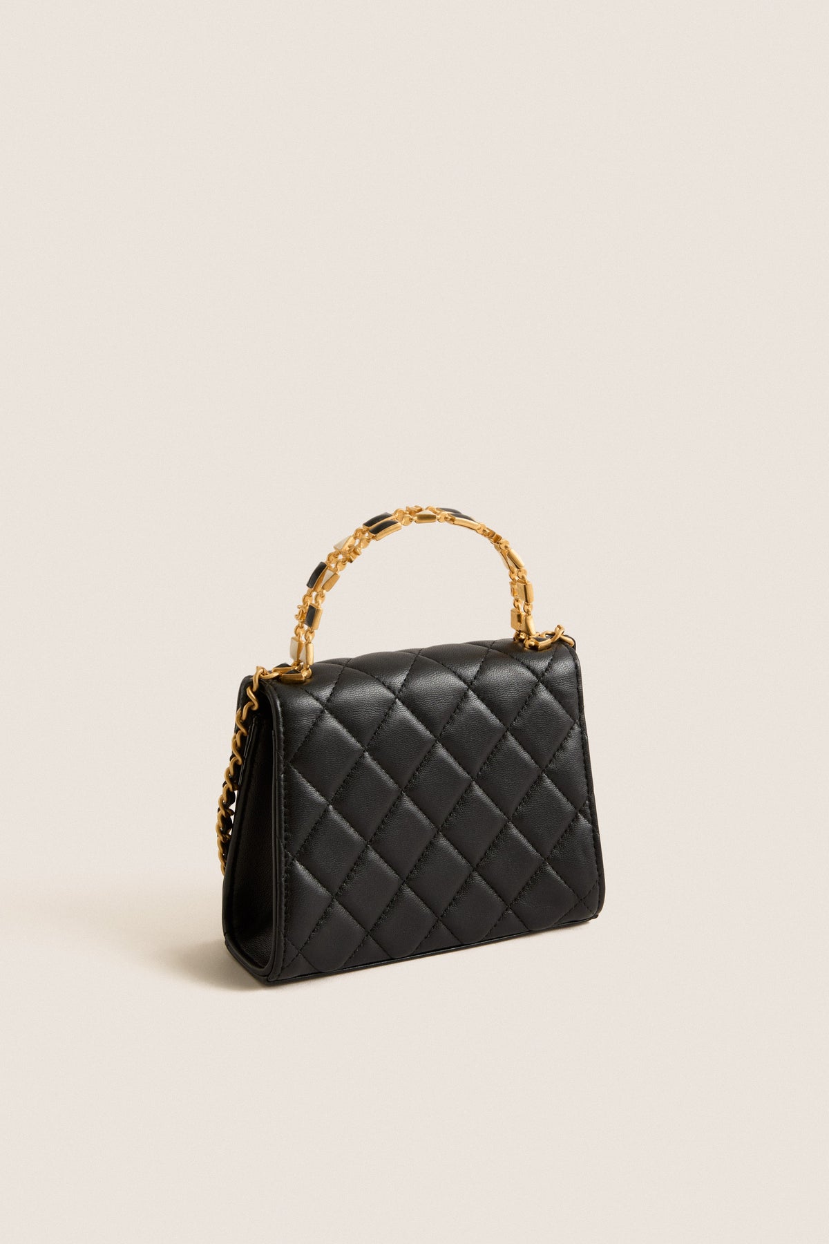 CHANEL Black Matelasse Two-Way Handbag Top Handle