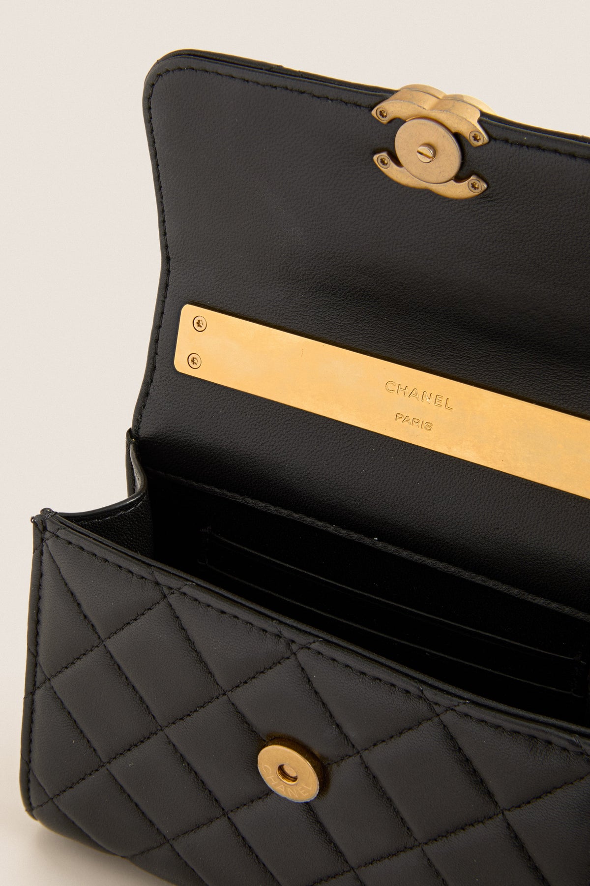 CHANEL Black Matelasse Two-Way Handbag Top Handle
