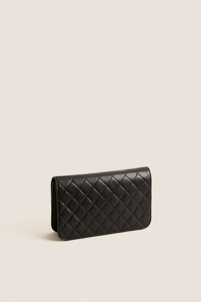 CHANEL Black Matelasse Chain Push Lock Shoulder Bag
