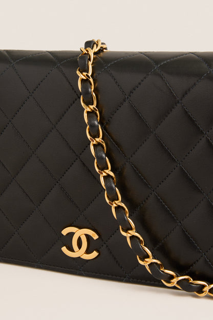 CHANEL Black Matelasse Chain Push Lock Shoulder Bag