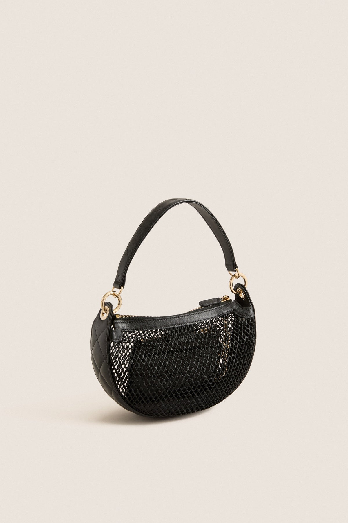 CHANEL Black Coco Mark Two-Way Shoulder Bag Half Moon