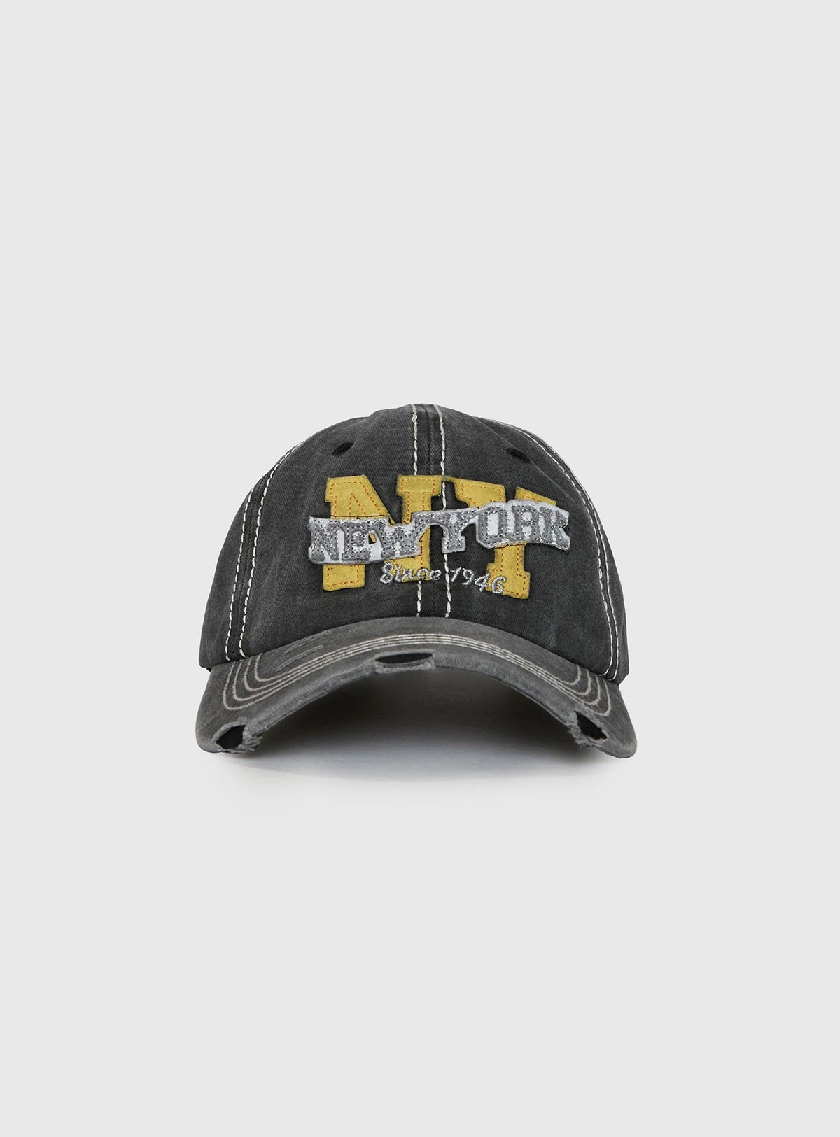 Back To Back Distressed Cap Black