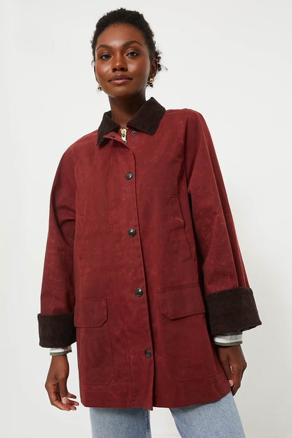 Brick Red Chiltern Street Jacket in Waxed Cotton