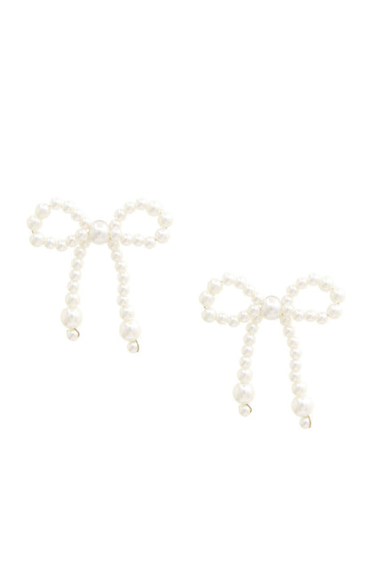 Bow Pearl Bead Earrings ~ Pearl