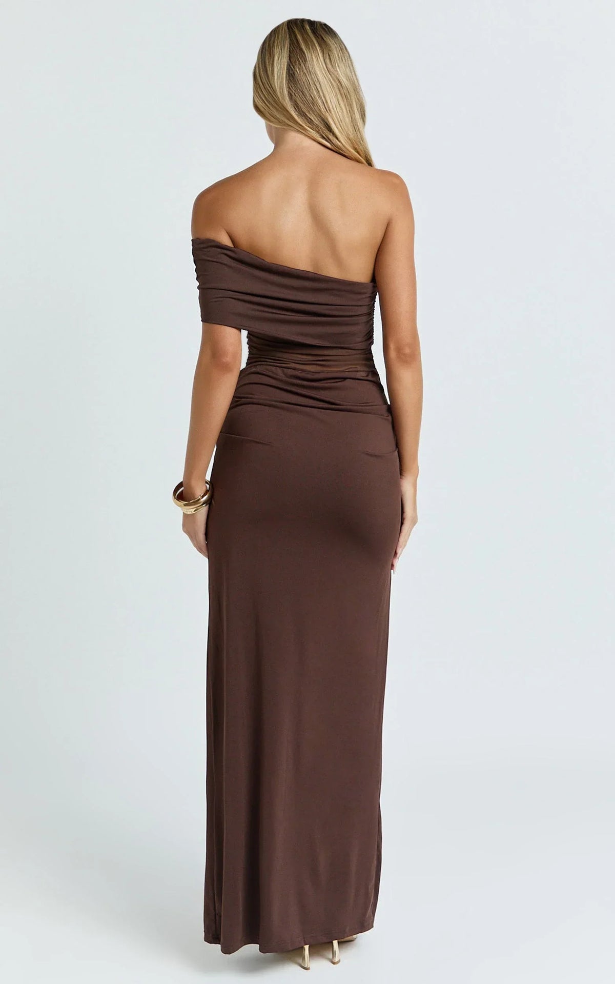 Riley Maxi Dress - Gathered Over Bust Dress in Chocolate