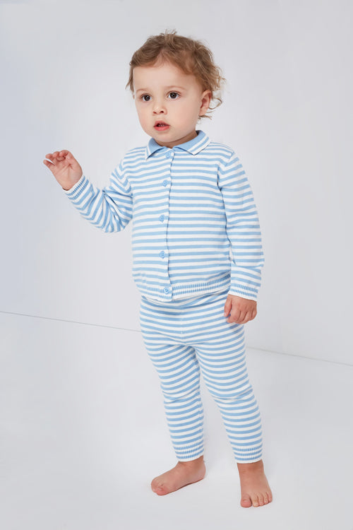 Blue Striped Knit Set