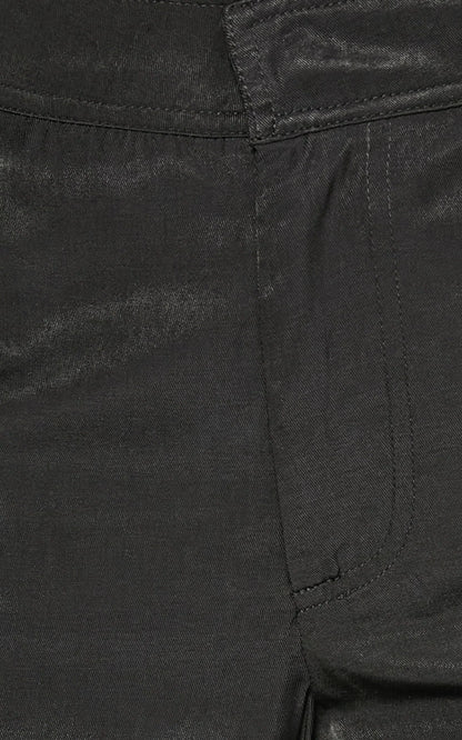 Robbie Pants - Mid Rise Cuffed Ankle Cargo Pants in Black