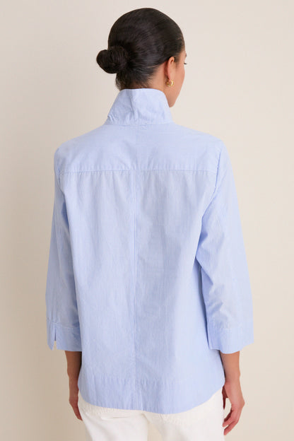 Blue Margot Stand Collar Blouse