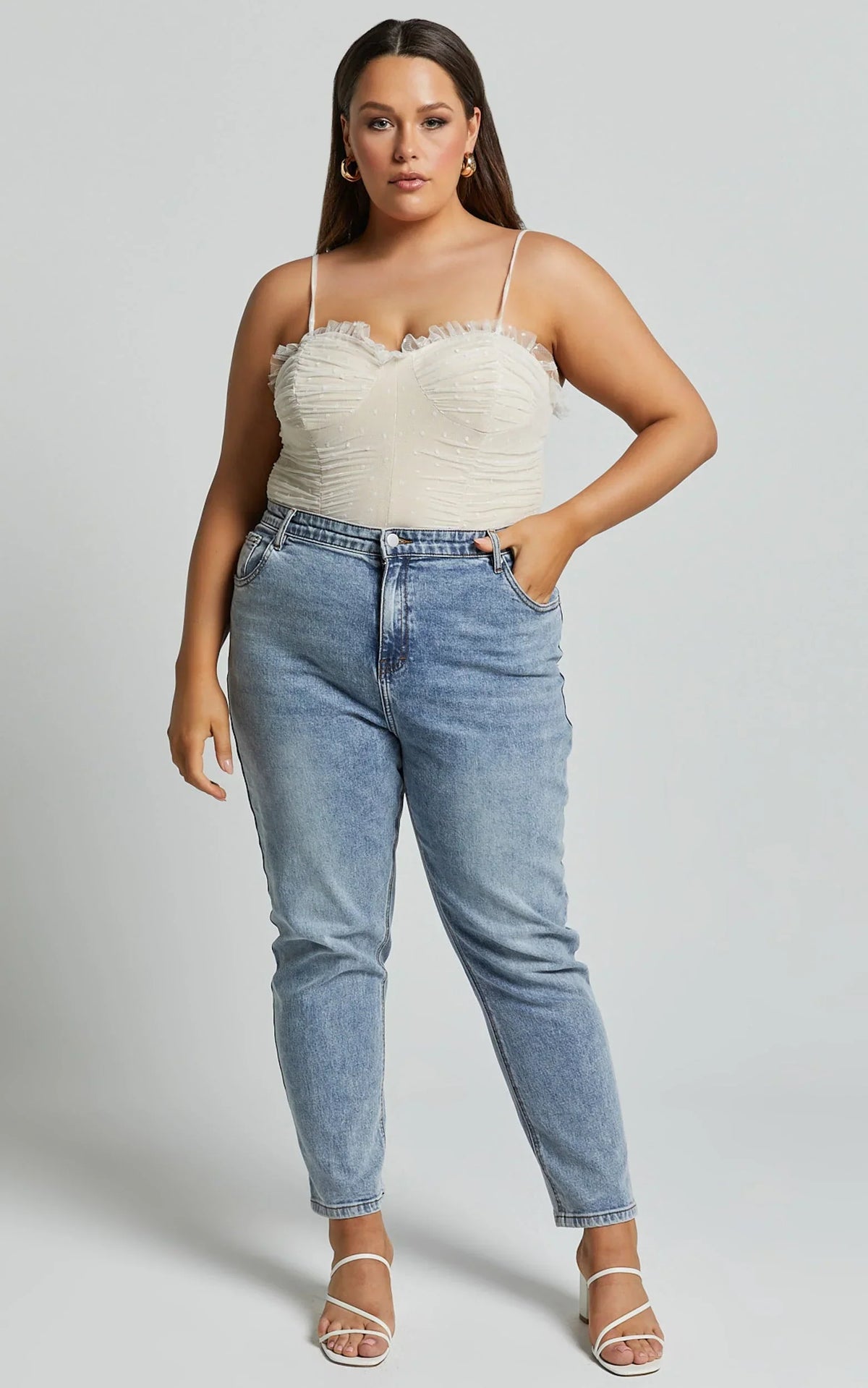 Out Of Patience Bodysuit - Mesh Spot Bodysuit in White