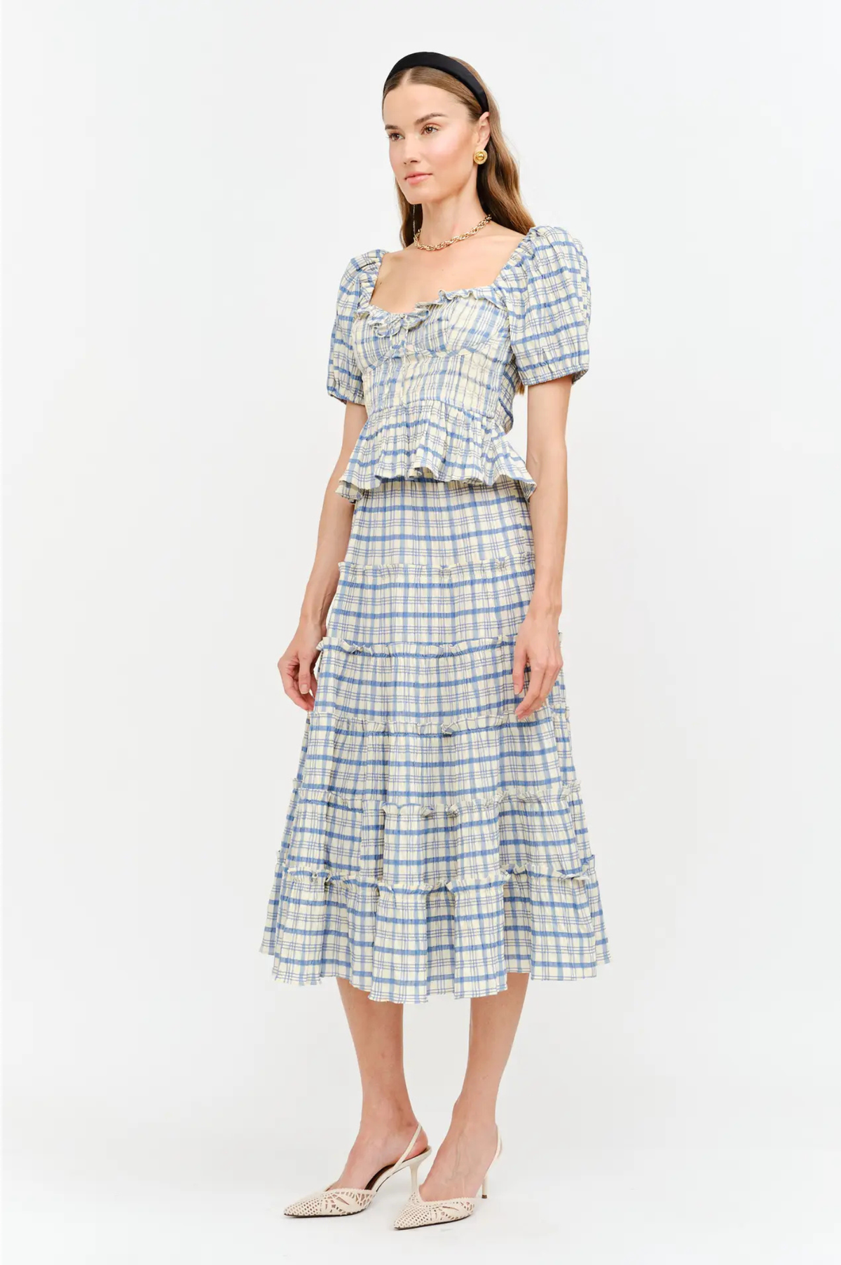 Clemence Plaid Top