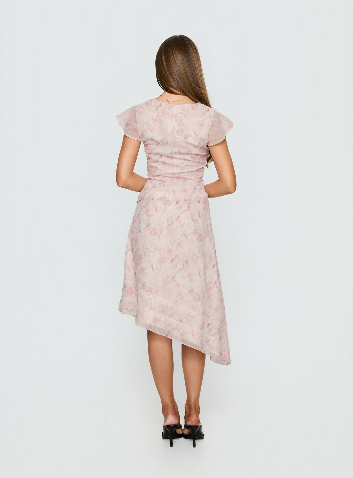 Avaline Asymmetrical Midi Skirt Pink
