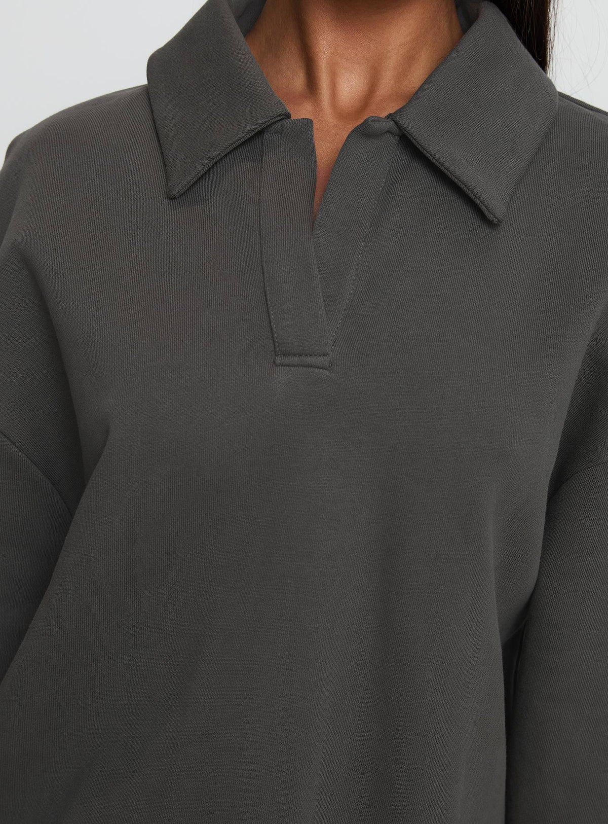 Back Around Collared Fleece Jumper Slate