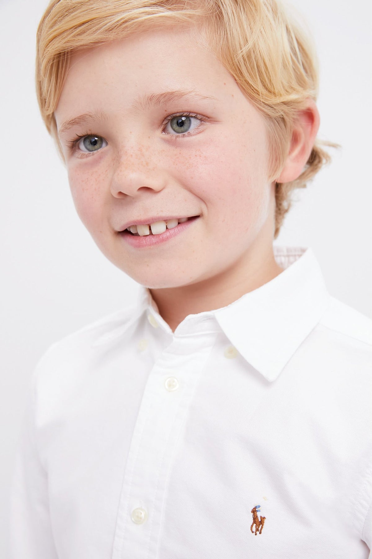 Boys White Long-Sleeve Oxford Button-Down Sportshirt