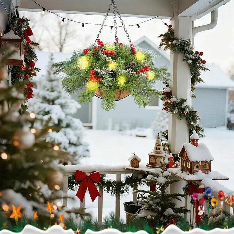 🎄Christmas special offer🏆 Artificial Christmas wreath in the form of a hanging basket