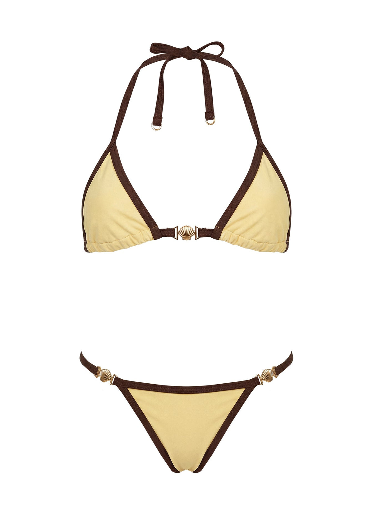 Beasley Cheeky Bikini Bottoms Yellow / Brown