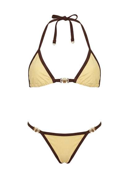 Beasley Cheeky Bikini Bottoms Yellow / Brown