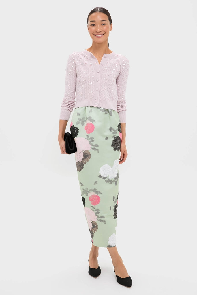 Blush Pink Gilberte Embroidered Cardigan