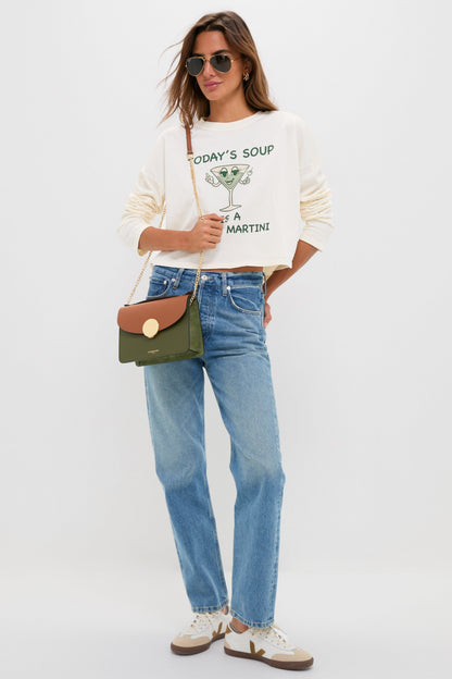 Caramel and Military Green Ondina Medium Color-Block Bag