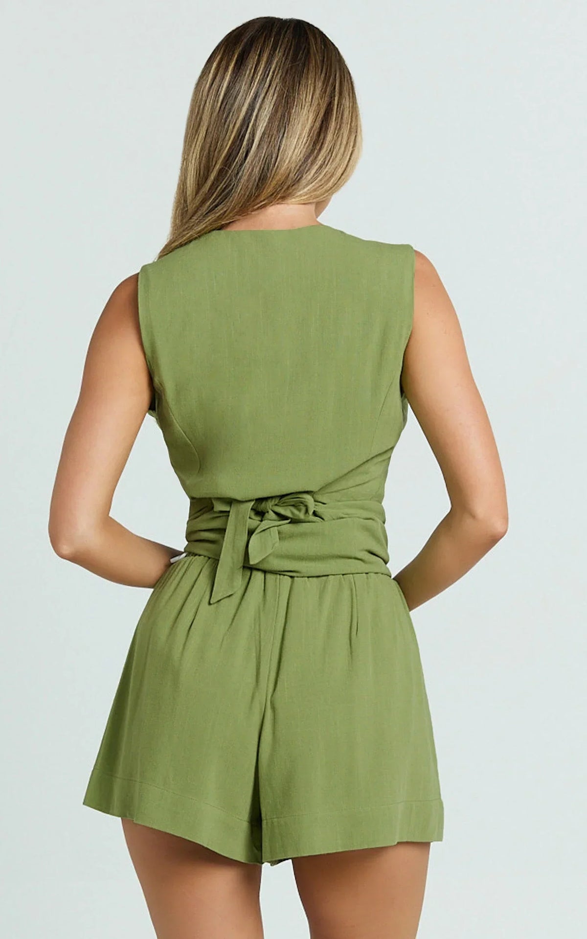 Olivia Shorts - Drawstring Relaxed Linen Shorts in Sage