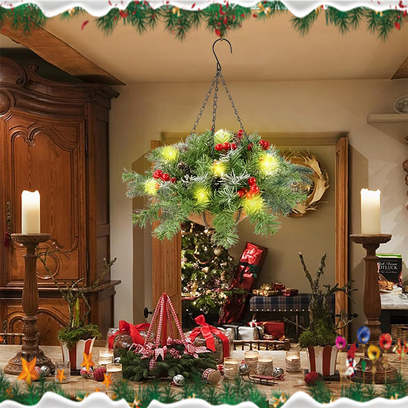🎄Christmas special offer🏆 Artificial Christmas wreath in the form of a hanging basket