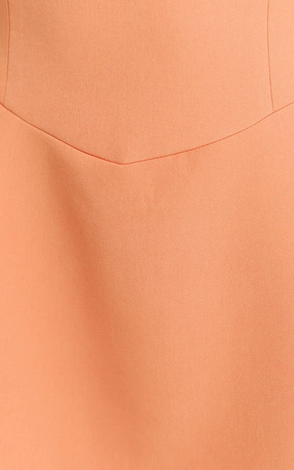 Sakura Mini Dress - Square Neck Wide Strap A Line Skirt Dress in Orange