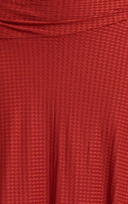 Perla Maxi Dress - Off The Shoulder Sleeve Drop Waist Dress in Red