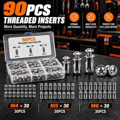 🔩 30PCS M4 M5 M6 Threaded Insert Nut Set for Repairs