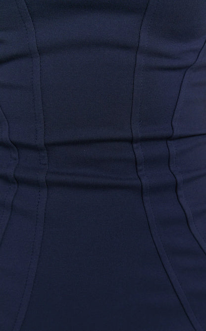 Oriella Maxi Dress - Panelled Thigh Split Strapless Dress in Navy