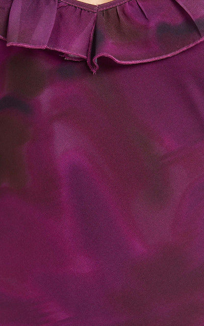Riley Maxi Dress - Asymmetric Ruffle Detail Maxi Dress in Royal Adeana