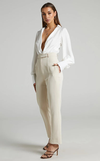 Rogers Pants - High Waisted Pants in Beige