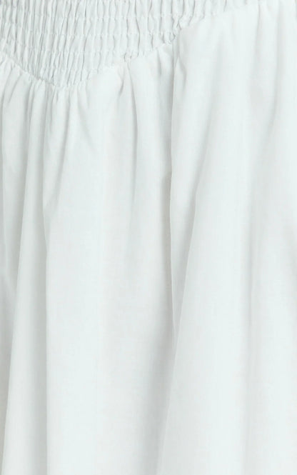 Rammy Maxi Dress - Sleeveless Shirred Dress in White