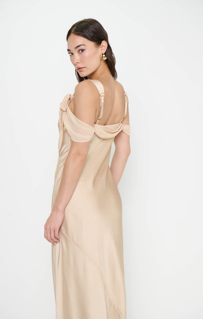 Bella Maxi Dress ~ Champagne Luxe Satin