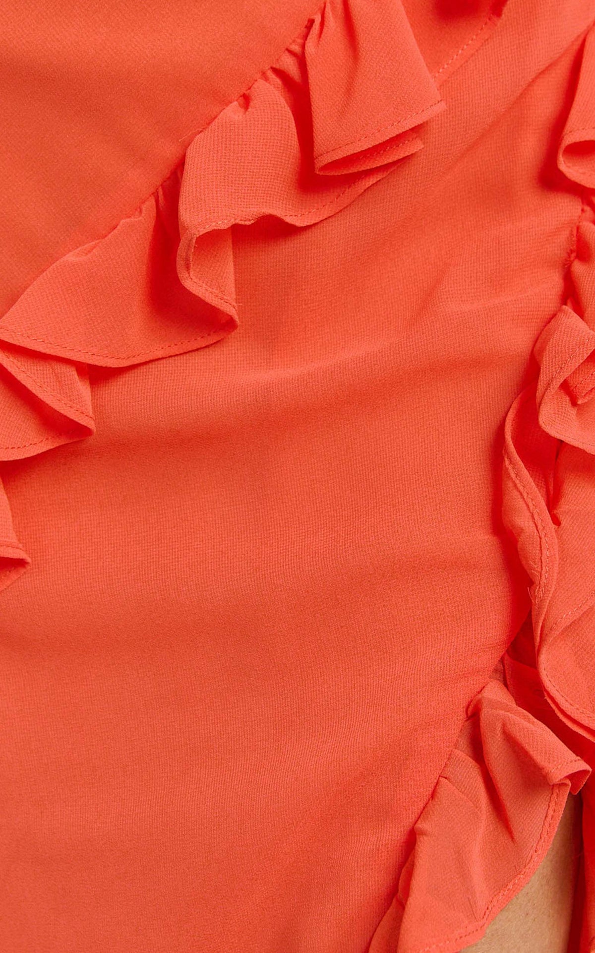 Palmer Maxi Dress - Ruffle Strap High Split Dress in Orange