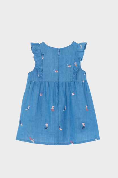 Chambray Mermaid Embroidered Dress