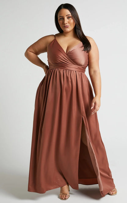 Revolve Around Me Midi Dress - V Neck Wrap Dress in Dusty Rose