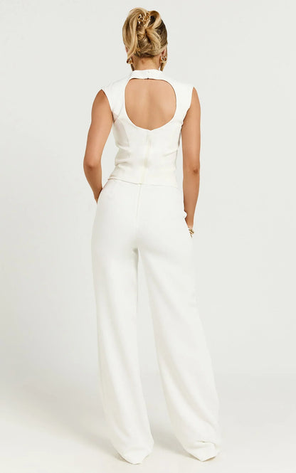 Paxton Pants - High Waisted Straight Leg Pants in Cream