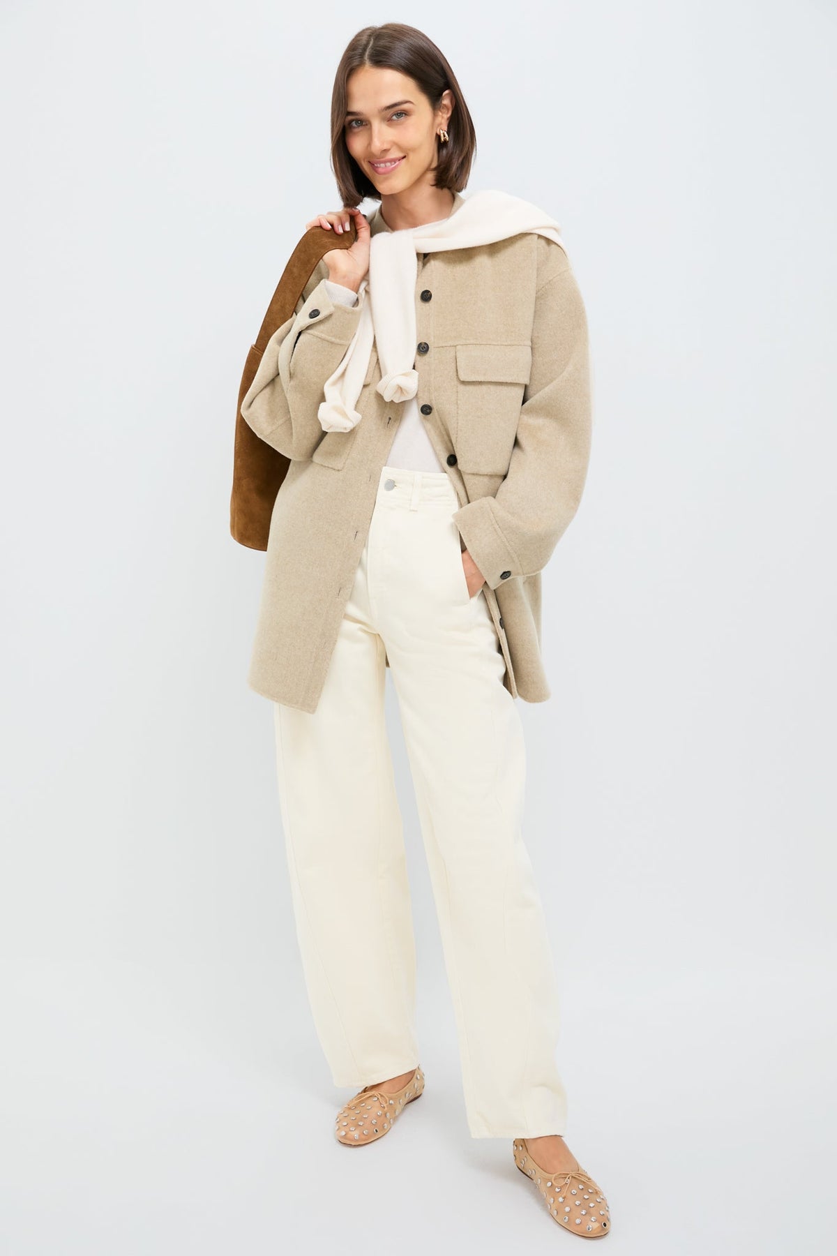 Caramel Mesh With Silver Studs Landon Flats