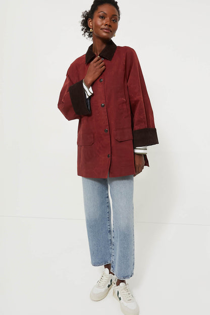 Brick Red Chiltern Street Jacket in Waxed Cotton