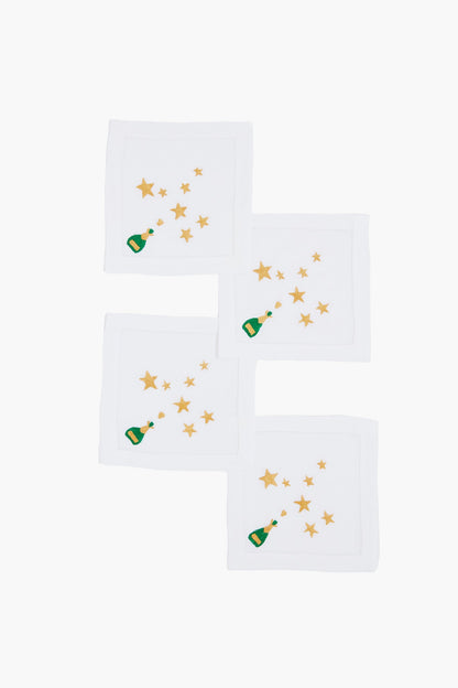 Champagne and Stars Cocktail Napkins Set of 4