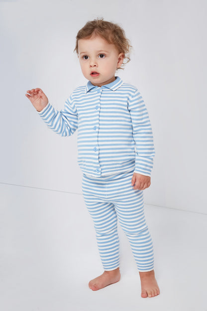 Blue Striped Knit Set