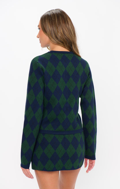 Cher Cardigan ~ Oxford Argyle Knit