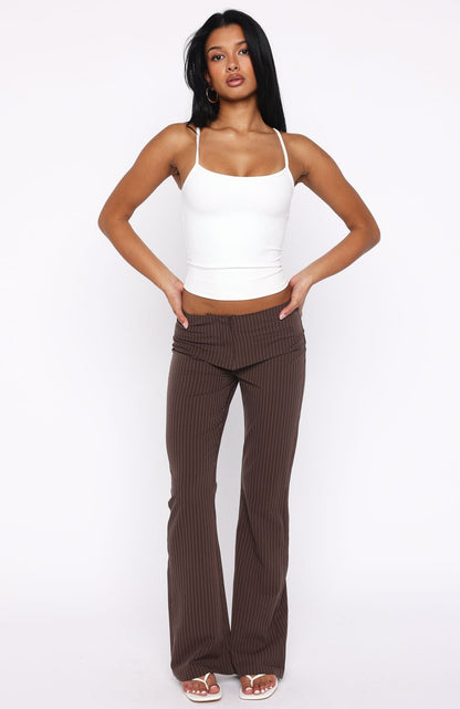 Getting You Close Pants Chocolate Pinstripe