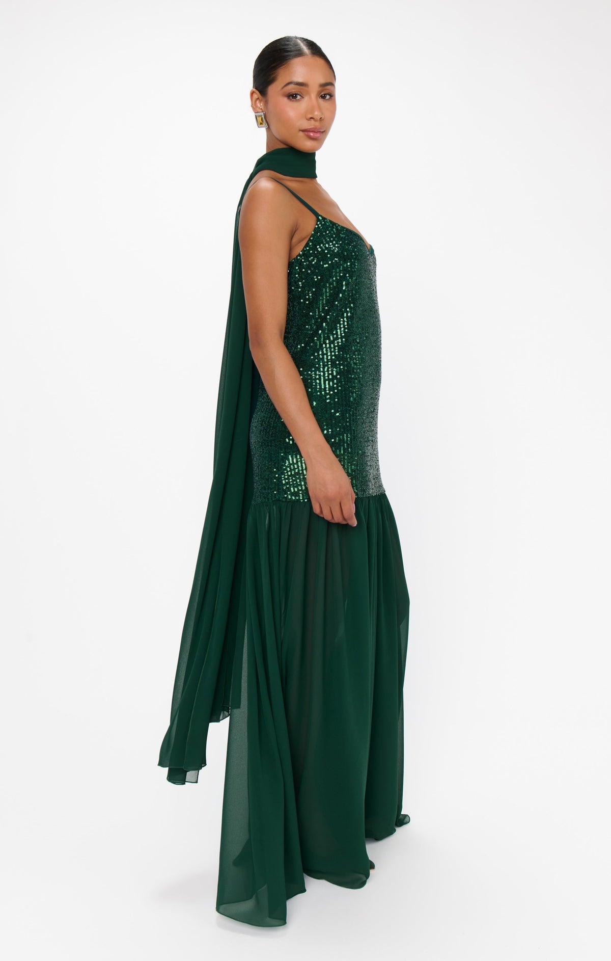 Dalia Maxi Dress ~ Emerald Sequins