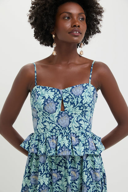 Blue Leafy Floral Maeve Midi Dress
