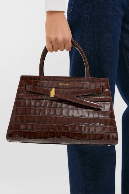 Chestnut Croc Embossed Veronica Beard Dash Bag