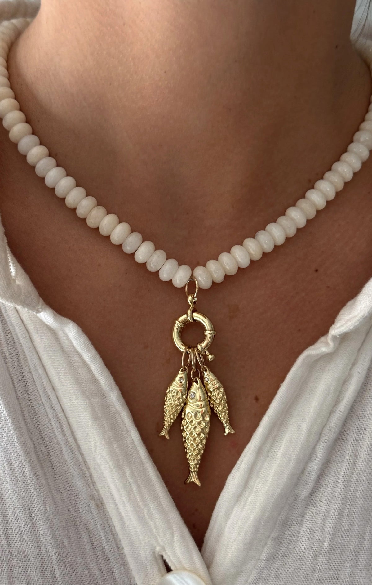 ALV Jewels Fish On Necklace ~ Cream